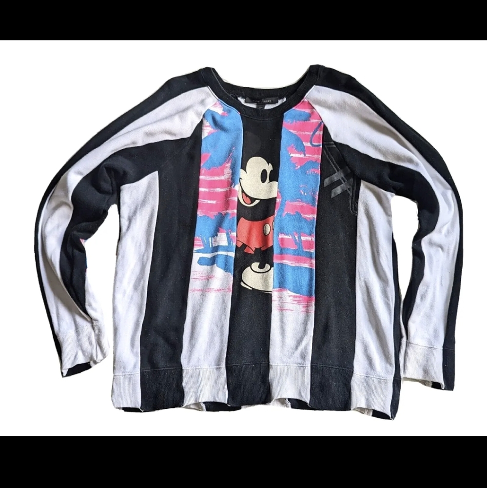 MARC JACOB x MICKEY Mouse Stripe PRINTED PATCHWORK COTTON SWEATSHIRT M